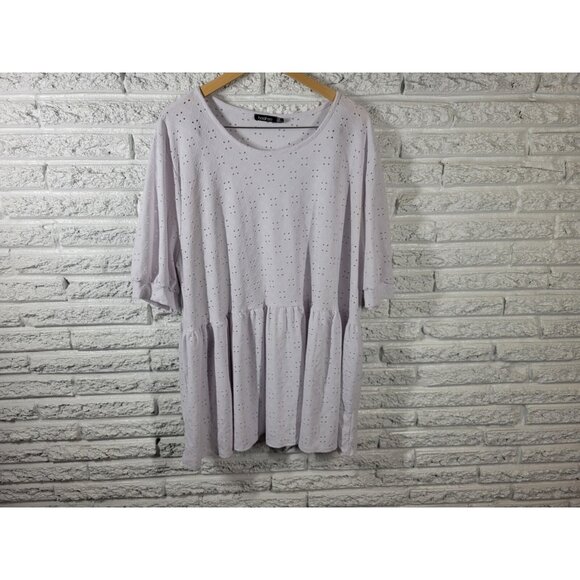 Boohoo Tops - Boohoo Women Top 22 Plus 3/4 Sleeve White Eyelet Comfort Waist Poly Blend WHI15E